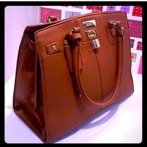 NEW NWOT BCBG Cognac Paris Lock  Handbag